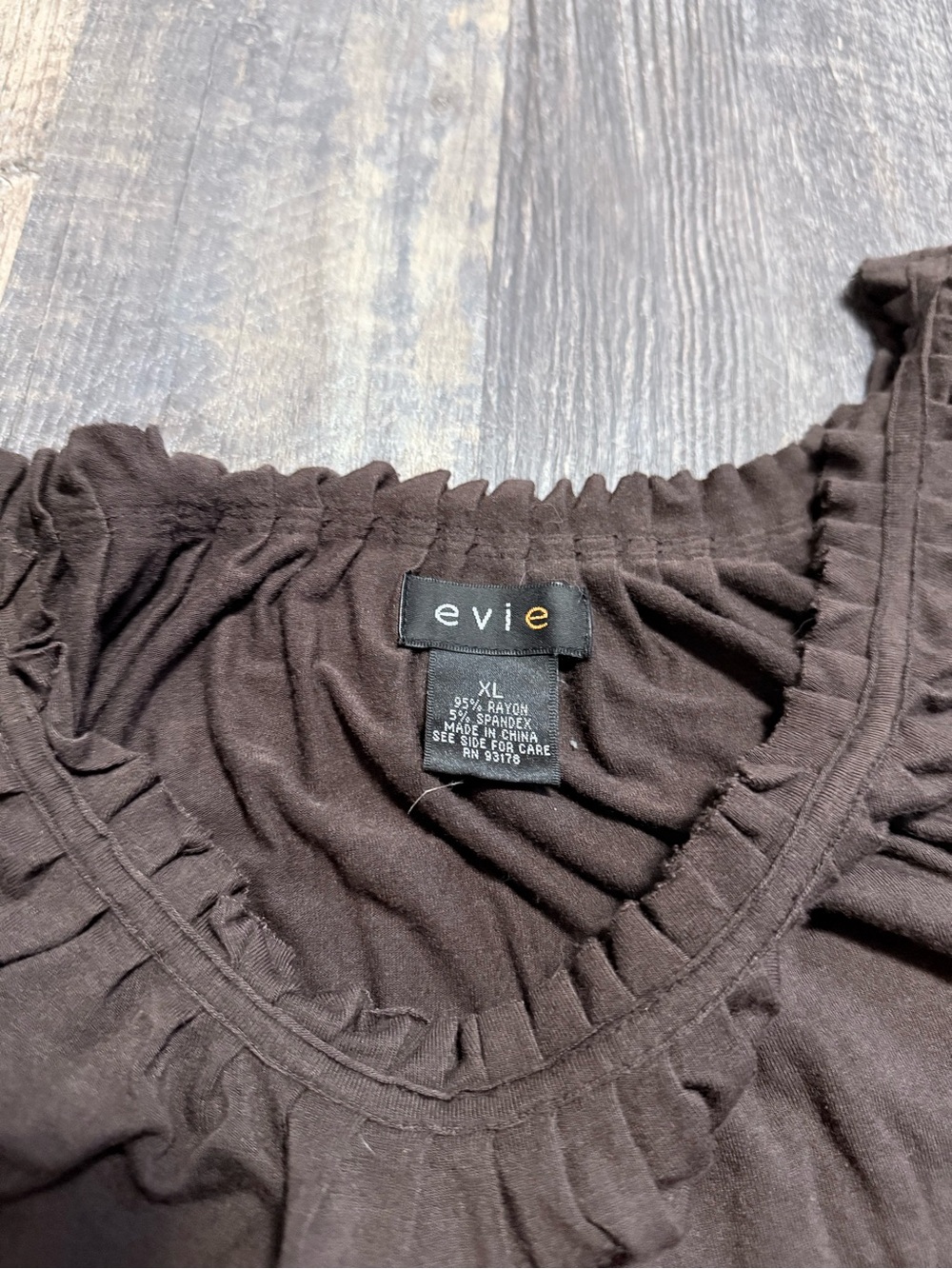Evie Ruffle Neck Brown Top - Picture 2 of 4